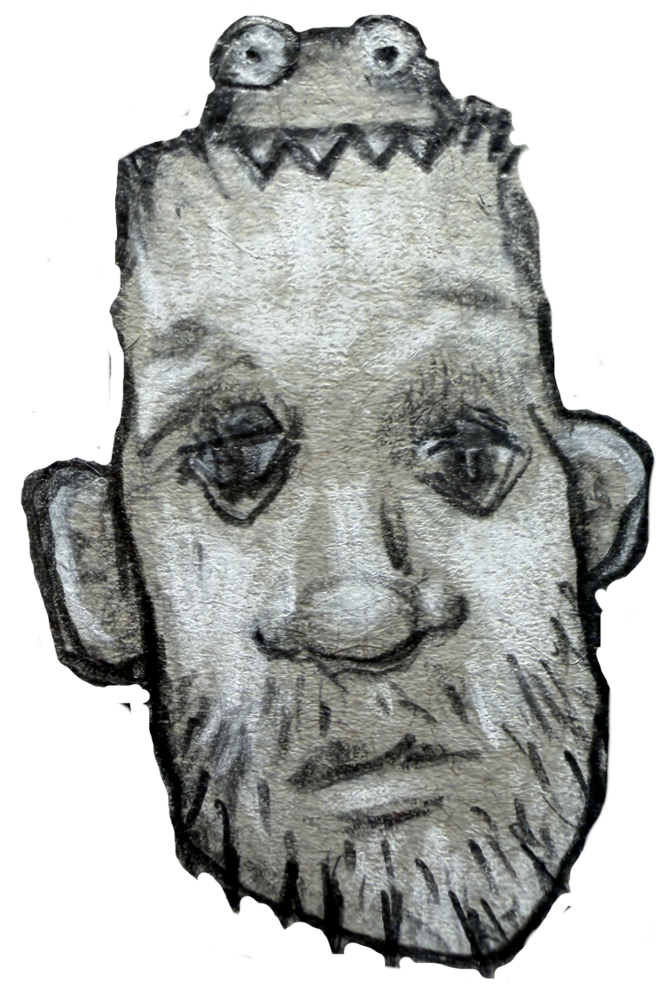 Illustration of a person with a tiny gremlin biting his head